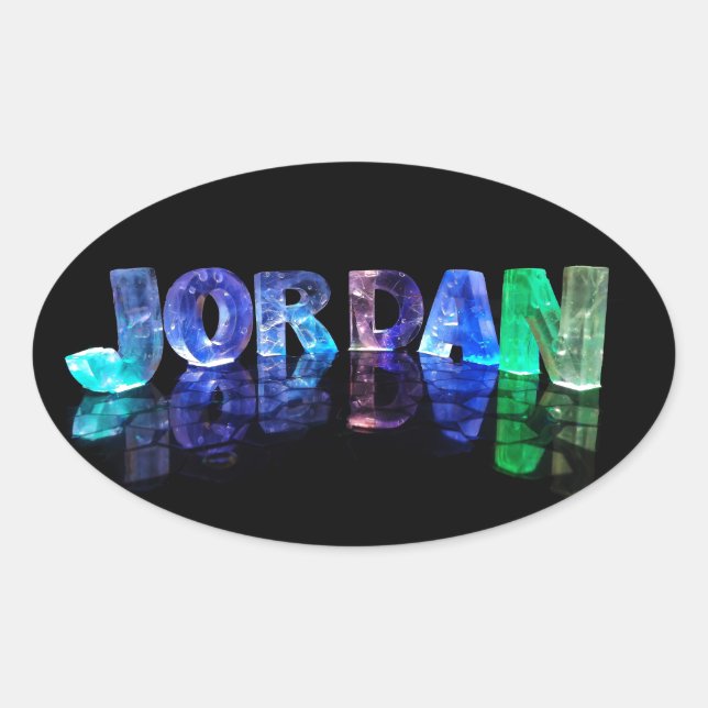 Sticker Ovale Le nom Jordan en lumières 3D (photo) (Devant)