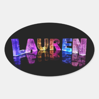 Sticker Ovale Le nom Lauren aux lumières 3D (photo)
