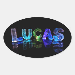 Sticker Ovale Le nom Lucas en lumières 3D (photo)