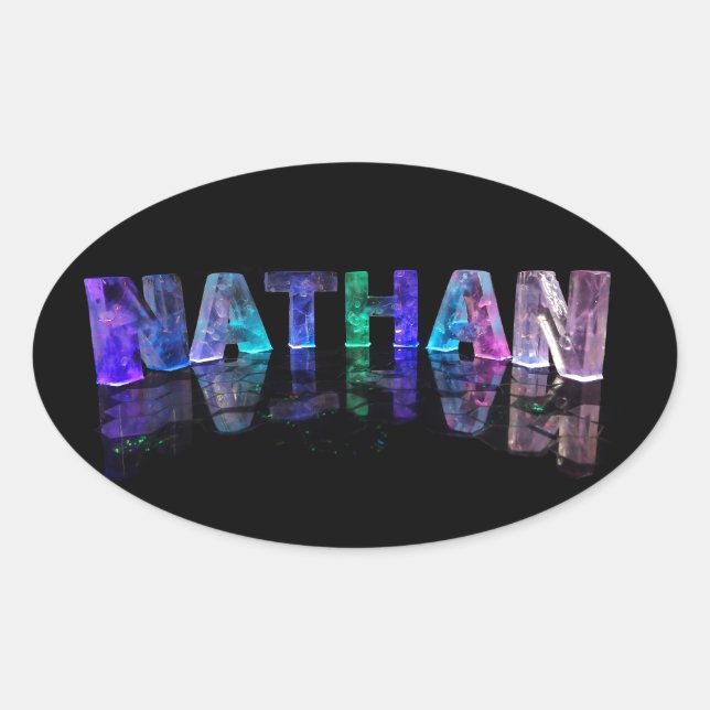 Sticker Ovale Le nom Nathan en lumières 3D (photo) (Devant)