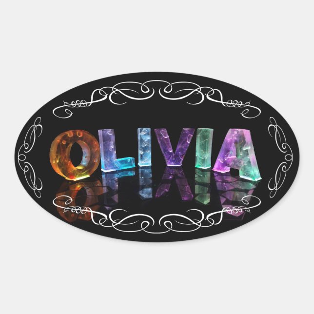 Sticker Ovale Le nom Olivia - Nom en lumières (Photographie) (Devant)