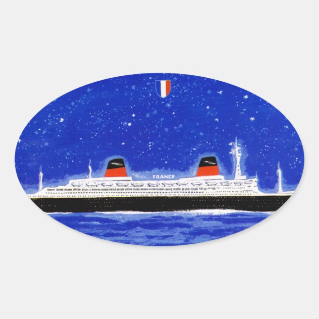 Sticker Ovale Le nouveau paquebot France (Devant)