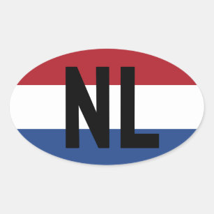 Sticker Ovale Le Pays-Bas - drapeau et abréviation
