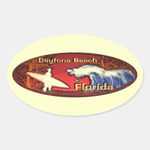 Sticker Ovale Le surfer de Daytona Beach la Floride ondule des