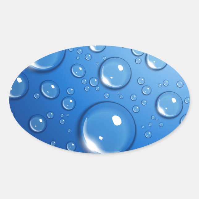 Sticker Ovale L'eau tombe sur le bleu (Devant)