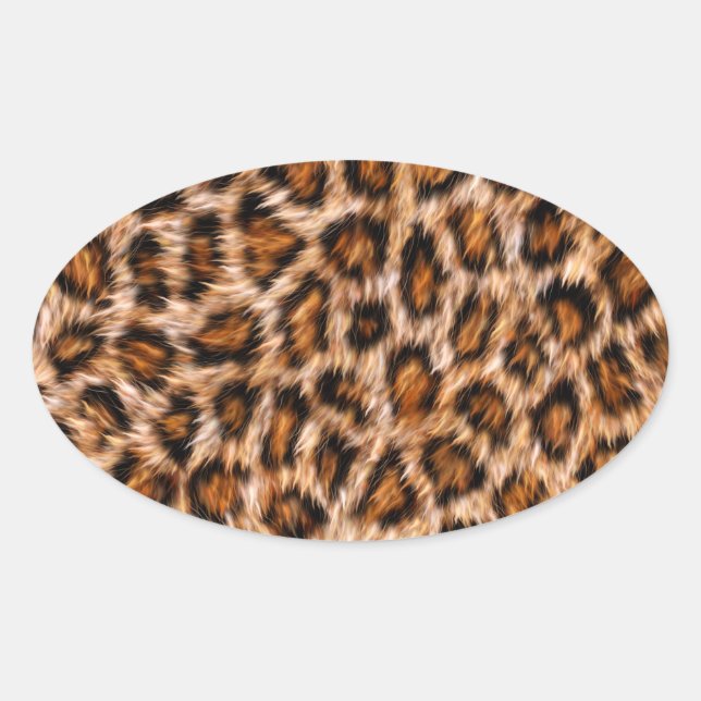 Sticker Ovale Leopard Jaguar Chat fourrure Brown Motif-24609 (Devant)