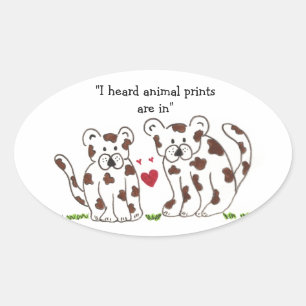 Sticker Ovale Léopards de dessin animé avec citation mignonne