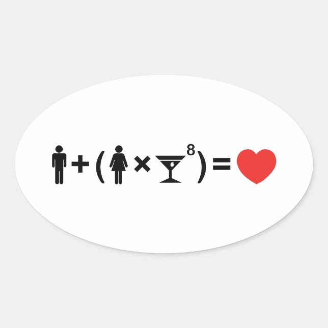 Sticker Ovale L'équation d'amour pour les femmes (Devant)