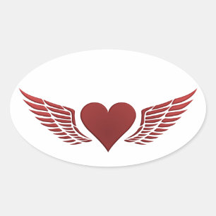 Sticker Ovale Les ailes de l'amour autocollants, personnaliser