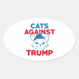 Sticker Ovale Les chats contre Trump