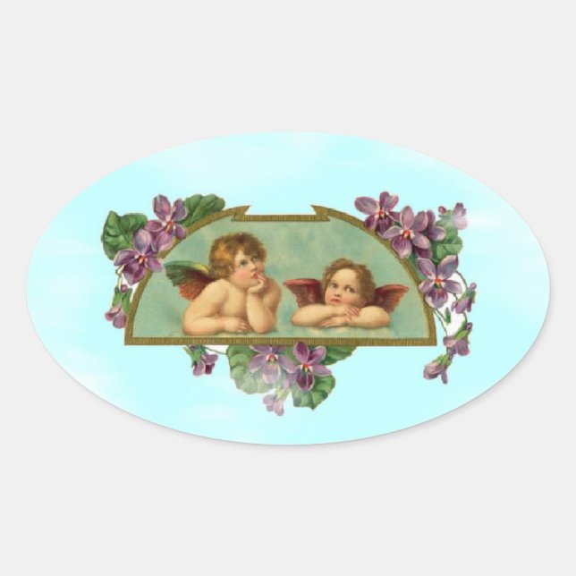 Sticker Ovale Les Cherubs Gardent La Surveillance Du Ciel (Devant)