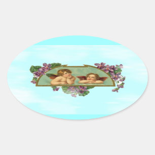 Sticker Ovale Les Cherubs Gardent La Surveillance Du Ciel