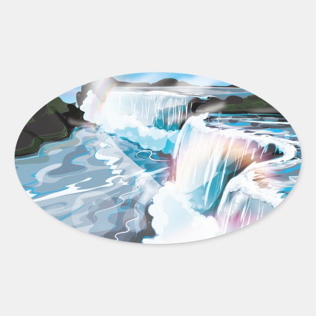 Sticker Ovale les chutes du Niagara (Devant)