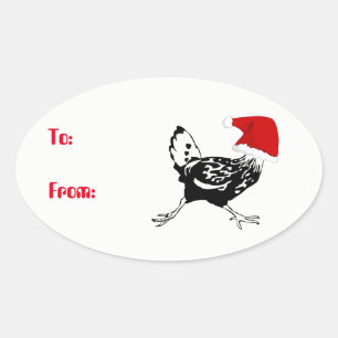 Sticker Ovale Les Clés de Noël de Santa Chicken