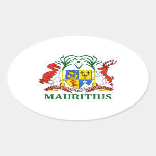 Sticker Ovale les îles Maurice - emblème/drapeau/manteau des
