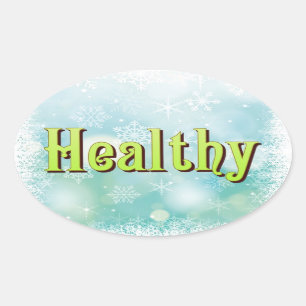 Sticker Ovale Les quatre grands Mantras : Happy Healthy Wise Wea