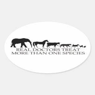 Sticker Ovale Les vrais médecins (vétérinaires) traitent plus