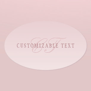 Sticker Ovale Lettre élégante & monogramme Rose ombré