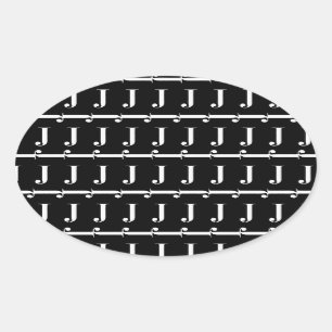 STICKER OVALE LETTRE INITIALE MOYENNE J