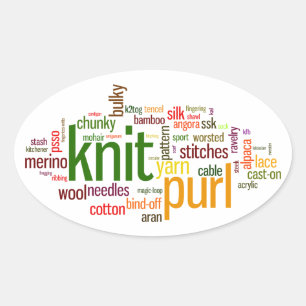 Sticker Ovale Lexique de Tricot de Knit Purl pour les Knitters