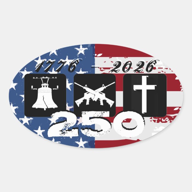 Sticker Ovale Liberté Armes Religion 250 Ovale (Devant)