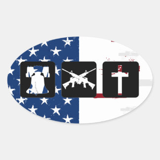 Sticker Ovale Liberty Armes Religion Oval