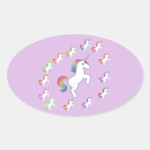 Sticker Ovale Licorne Violet Clair Cercle Harmonie