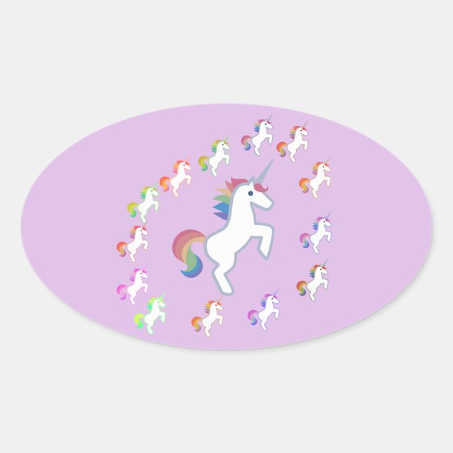 Sticker Ovale Licorne Violet Clair Cercle Harmonie (Devant)