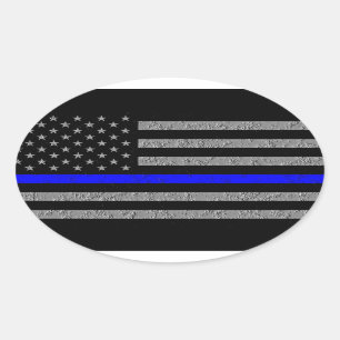 STICKER OVALE LIGNE BLEUE MINCE SOUTIEN POLICE OVAL BUMPER STICK