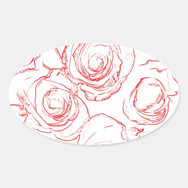 Sticker Ovale Lignes directrices de Red Roses (Devant)