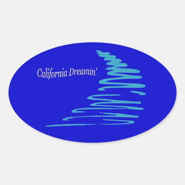 Sticker Ovale Lignes droites_California Dreamin'_Aqua (Devant)