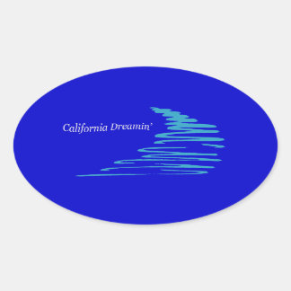 Sticker Ovale Lignes droites_California Dreamin'_Aqua