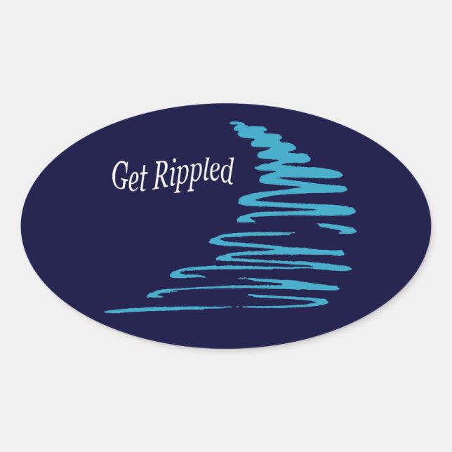 Sticker Ovale Lignes impeccables_Obtenir Rippled_Aqua (Devant)