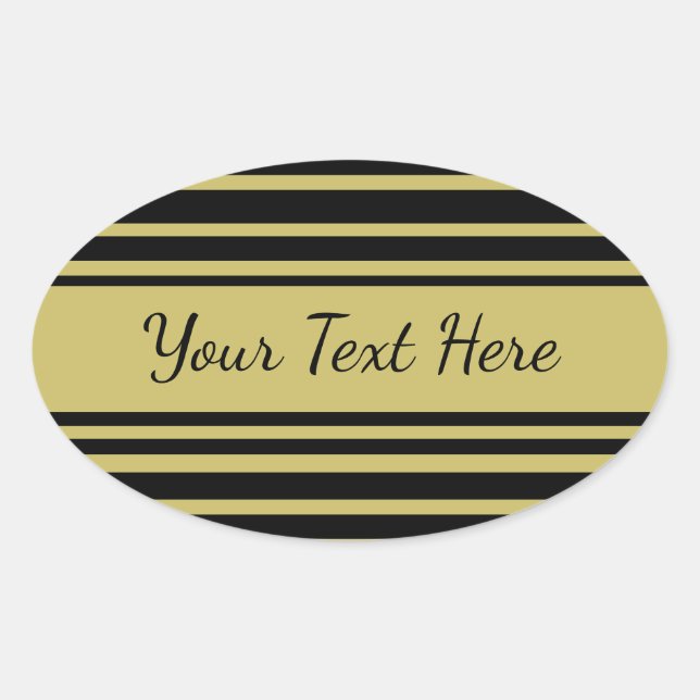 Sticker Ovale Lignes noires et olive (Devant)