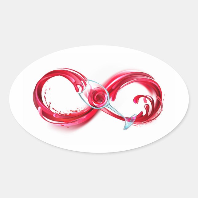 Sticker Ovale L'infini avec du vin rouge (Devant)