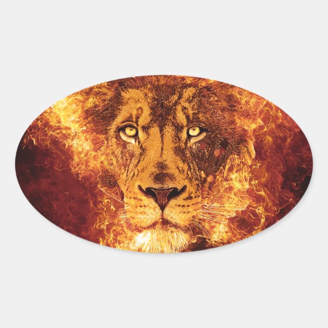 Sticker Ovale Lion flamand de Juda (Devant)
