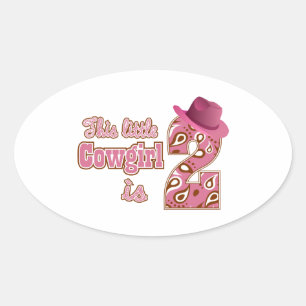 Sticker Ovale Little Cowgirl 2e anniversaire