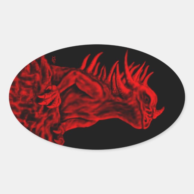 Sticker Ovale Little red Dragon (Devant)