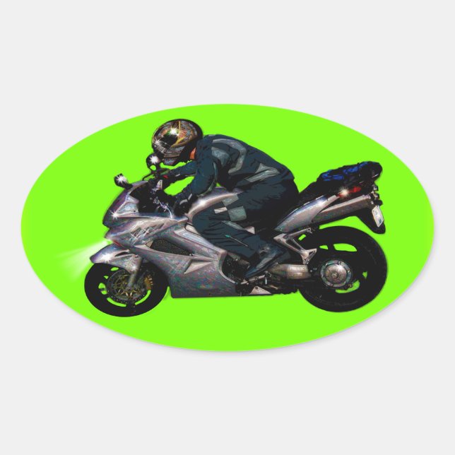 Sticker Ovale Live To Ride Motorbiker (Devant)