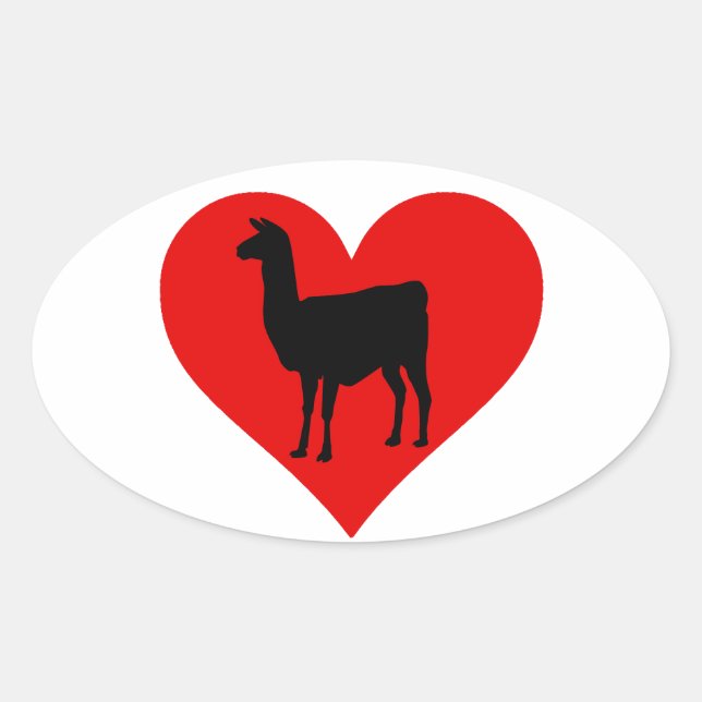 Sticker Ovale Llama Love (Devant)