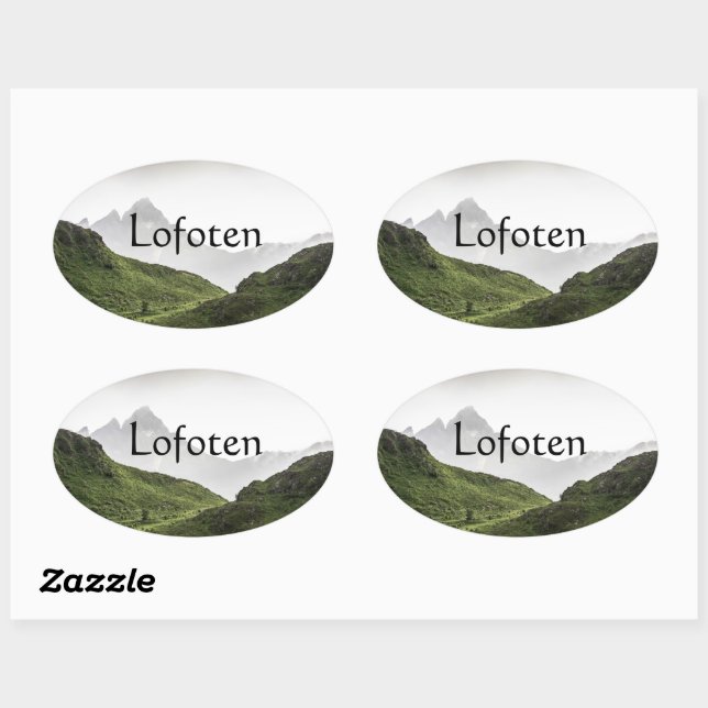 Sticker Ovale Lofoten Norvège (Feuille)
