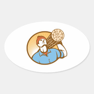 Sticker Ovale Loger Forester Lumberjack Carry Retro
