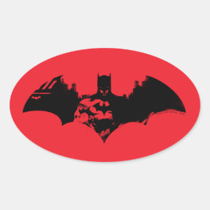 Sticker Ovale Logo Batman et Gotham Silhouette Bat