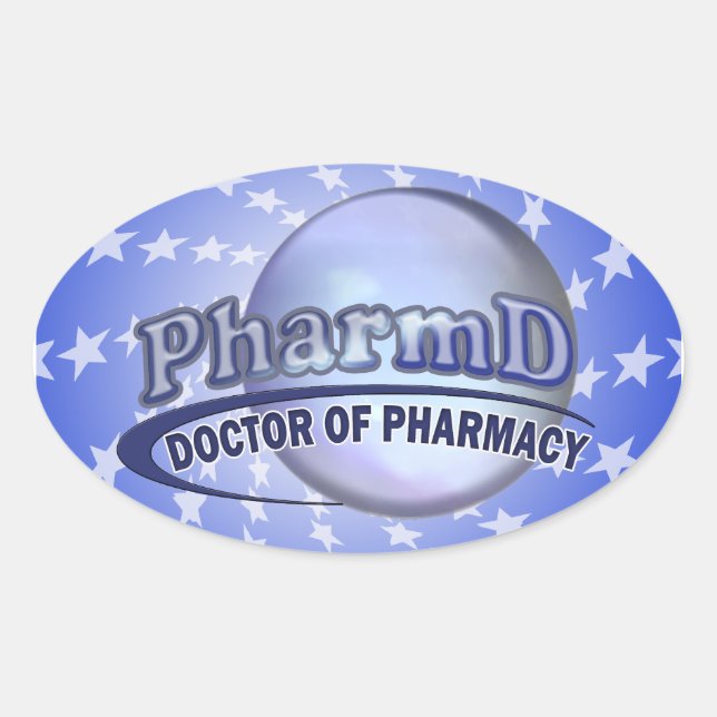 Sticker Ovale LOGO de PharmD - DOCTEUR OF PHARMACY (Devant)