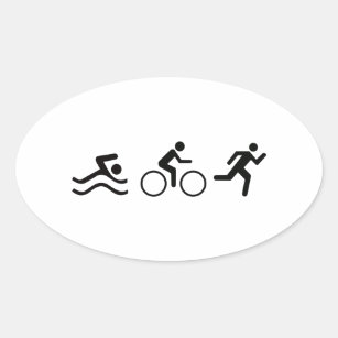 Autocollant Triathlon - Fitness, Natation, Vélo, Course | 20x7 Cm, 21 Couleurs | Qualité ORACAL