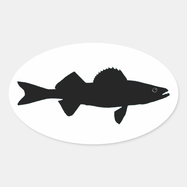 Sticker Ovale Logo de Walleye noir et blanc (Devant)