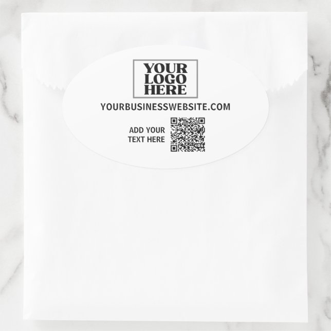Sticker Ovale Logo d'entreprise et code QR (Sac)