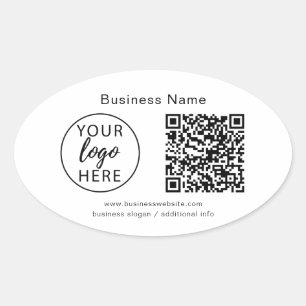 Sticker Ovale Logo d'entreprise personnalisé et code QR