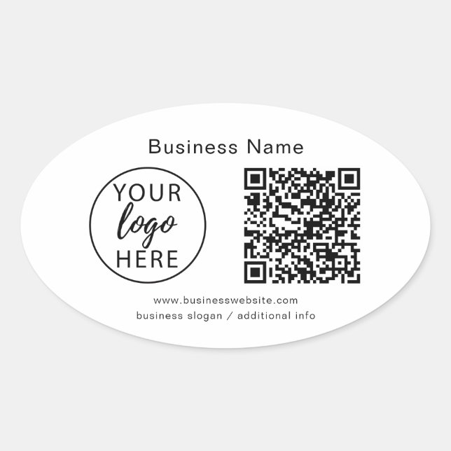 Sticker Ovale Logo d'entreprise personnalisé et code QR (Devant)
