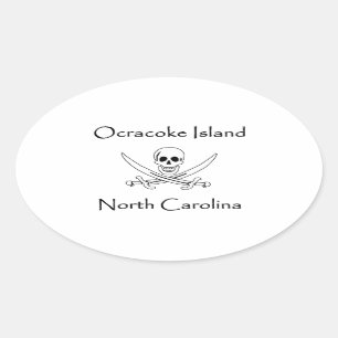 Sticker Ovale Logo du pirate de l'île d'Ocracoke en Caroline du 